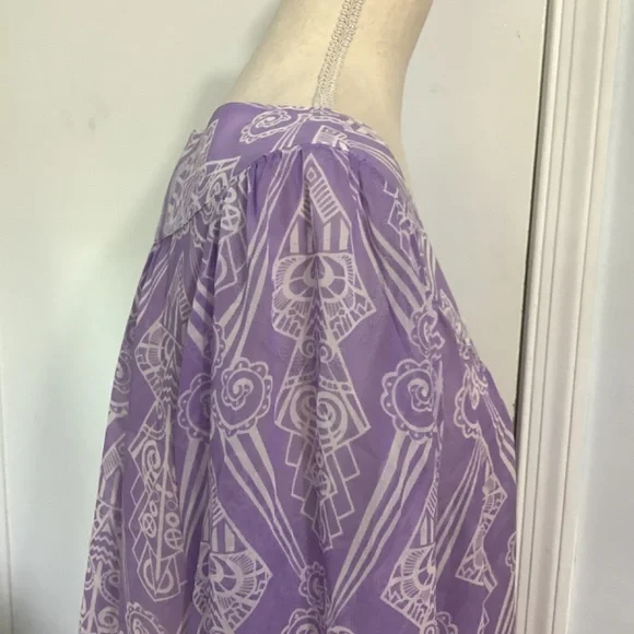 VINTAGE BOB MACKIE WEARABLE ART 100%SILK LILAC MEDIUM BLOUSE RARE ROMAN… - Picture 5 of 11